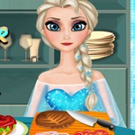 Elsa Cooking Hamburger