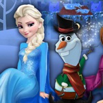 Elsa and Anna Building Olaf