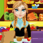 Anna cleaning the supermarket