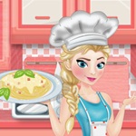 Elsa cooking spaghetti