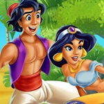 Jasmine and Aladin Kissing