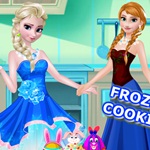 Elsa and Anna Cooking Cake