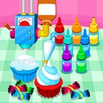 Cooking colorful cupcakes